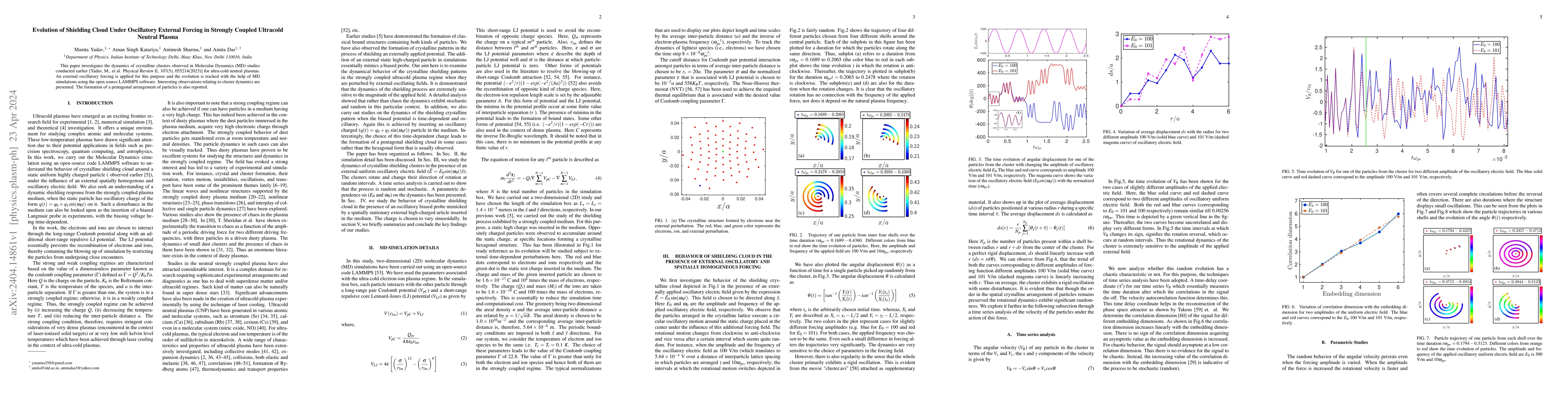 Thumbnail for Evolution of Shielding Cloud Under Oscillatory External Forcing in
  Strongly Coupled Ultracold Neutral Plasma