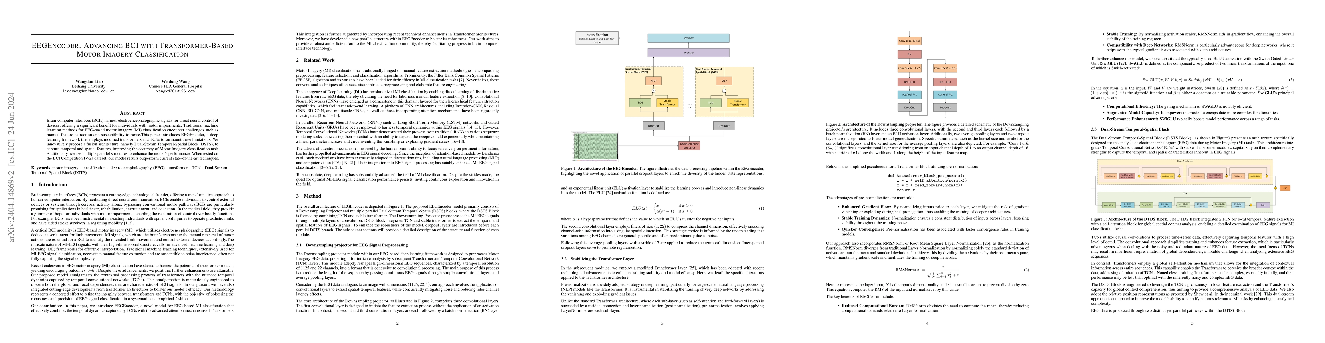 Thumbnail for EEGEncoder: Advancing BCI with Transformer-Based Motor Imagery
  Classification