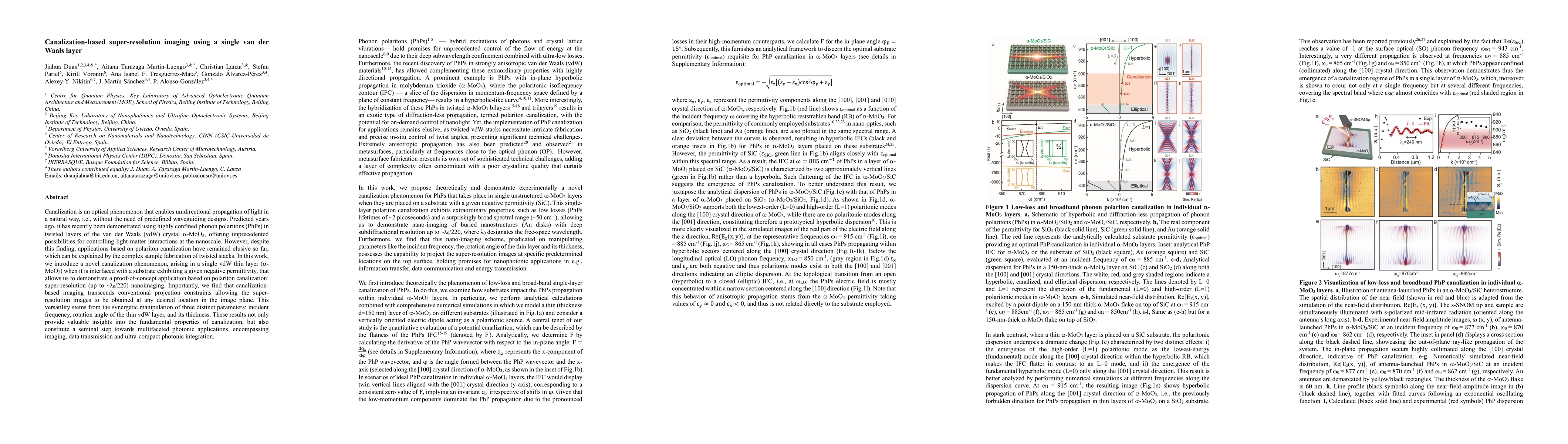 Thumbnail for Canalization-based super-resolution imaging using a single van der Waals
  layer