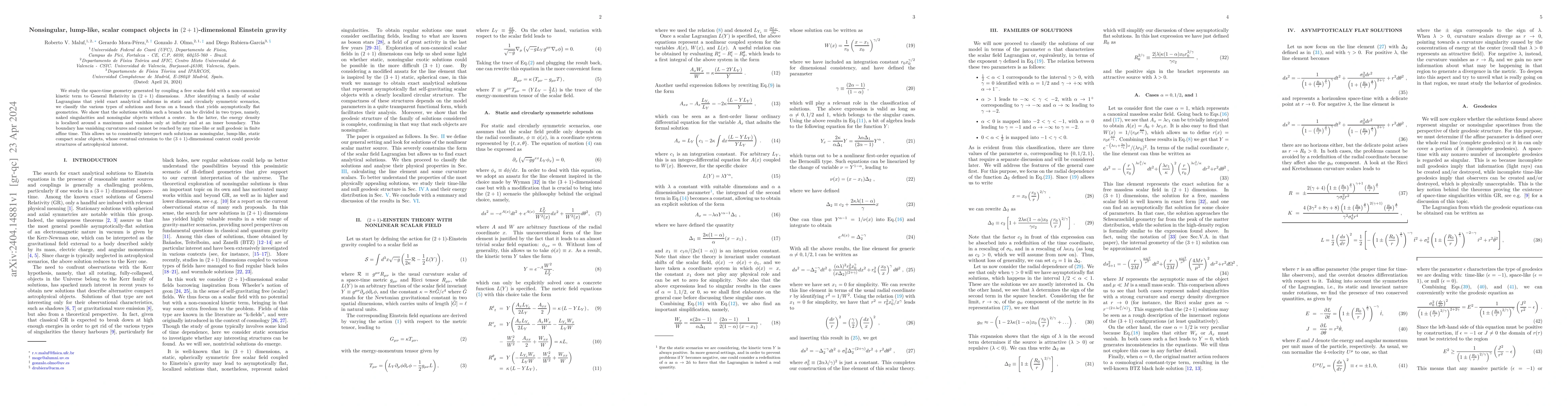 Thumbnail for Nonsingular, lump-like, scalar compact objects in $(2+1)$-dimensional
  Einstein gravity