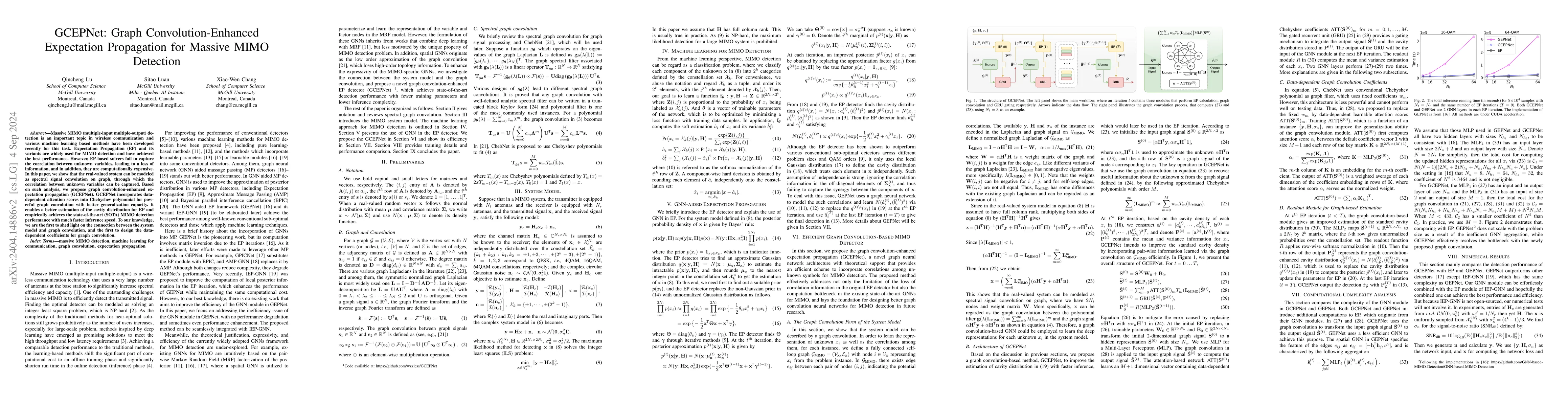 Thumbnail for GCEPNet: Graph Convolution-Enhanced Expectation Propagation for Massive
  MIMO Detection