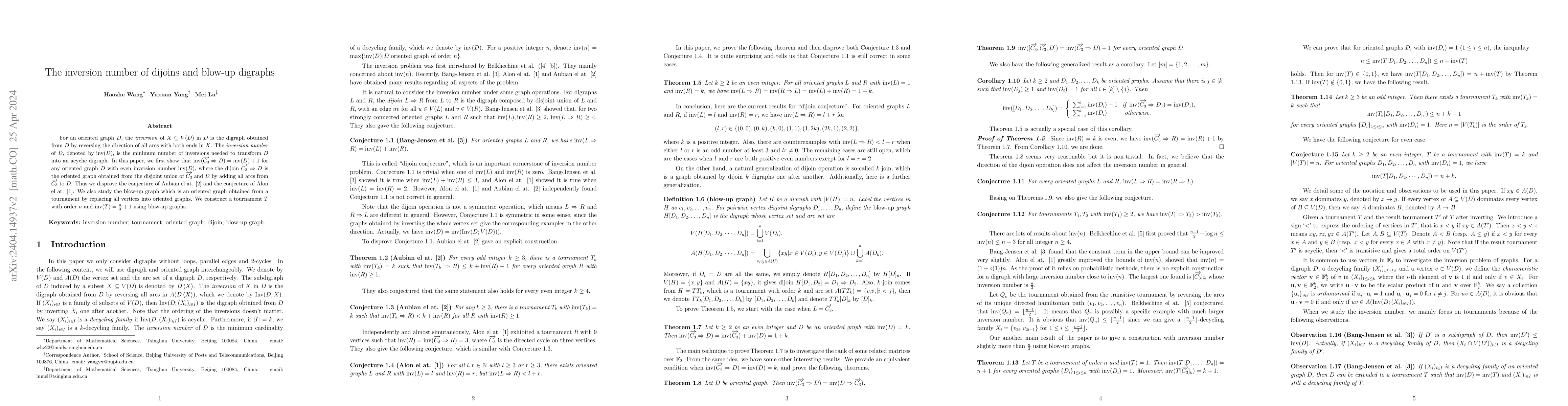Thumbnail for The inversion number of dijoins and blow-up digraphs