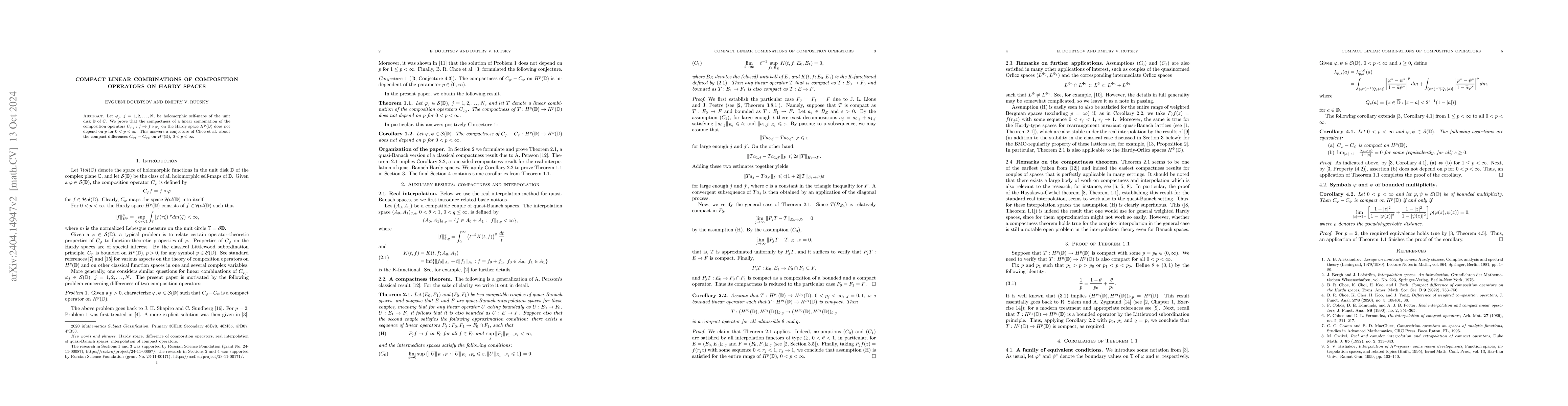 Thumbnail for Compact linear combinations of composition operators on Hardy spaces