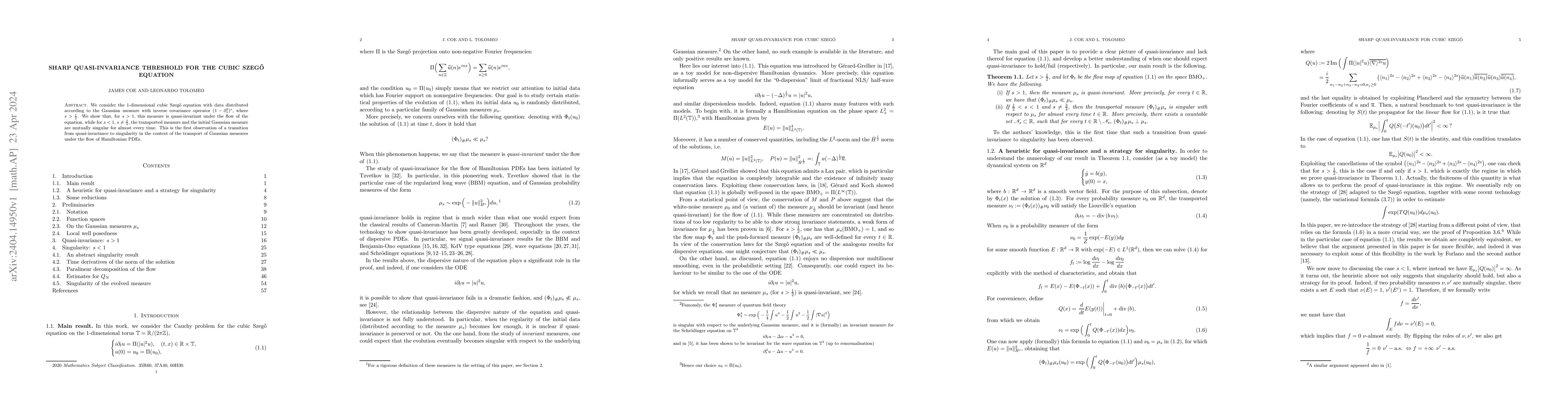 Thumbnail for Sharp quasi-invariance threshold for the cubic Szeg\H{o} equation