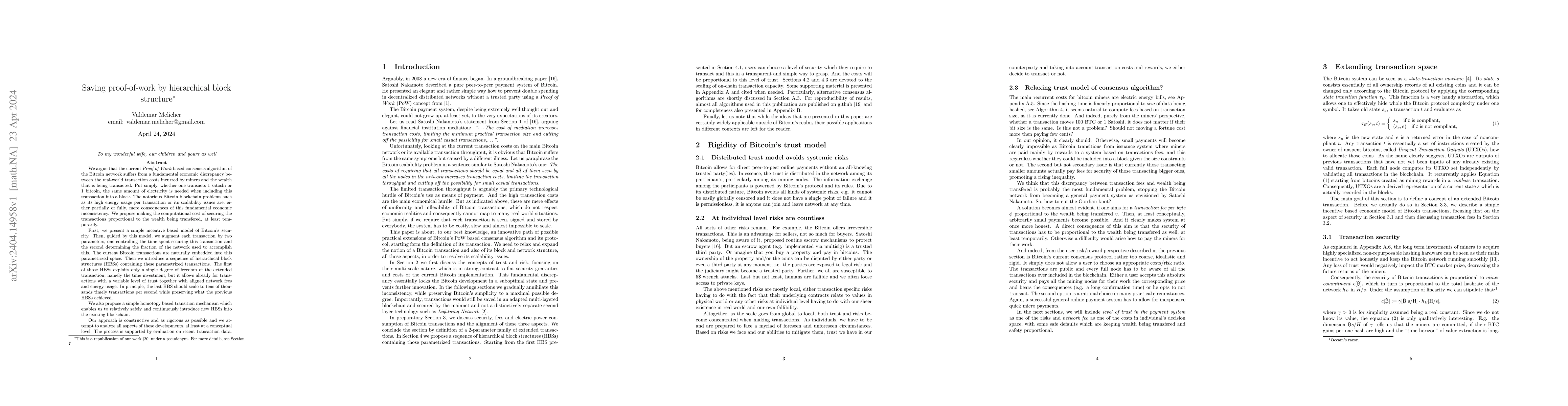 Thumbnail for Saving proof-of-work by hierarchical block structure