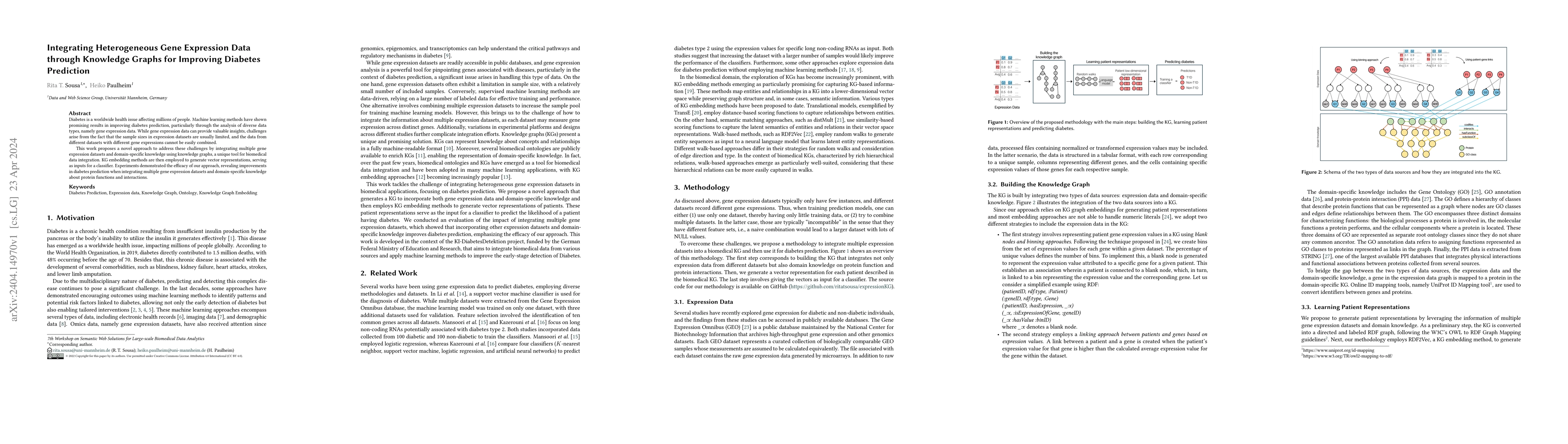 Thumbnail for Integrating Heterogeneous Gene Expression Data through Knowledge Graphs
  for Improving Diabetes Prediction