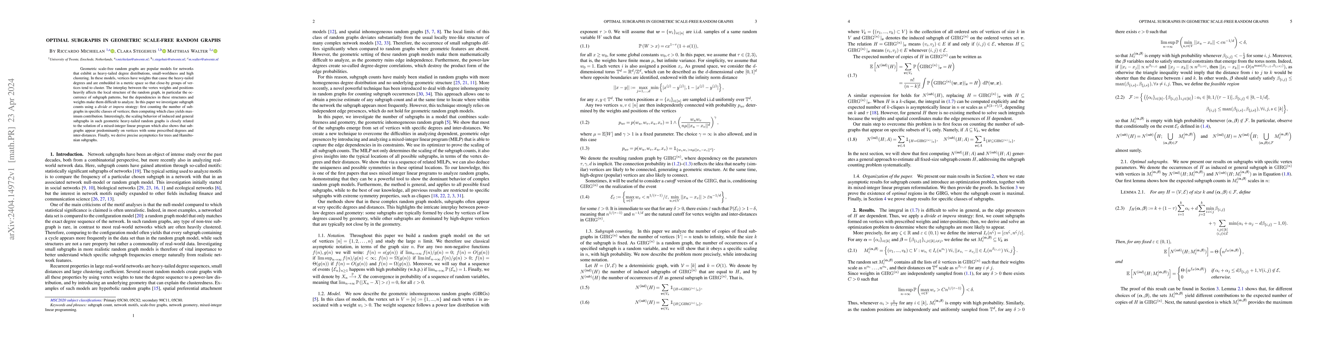 Thumbnail for Optimal subgraphs in geometric scale-free random graphs