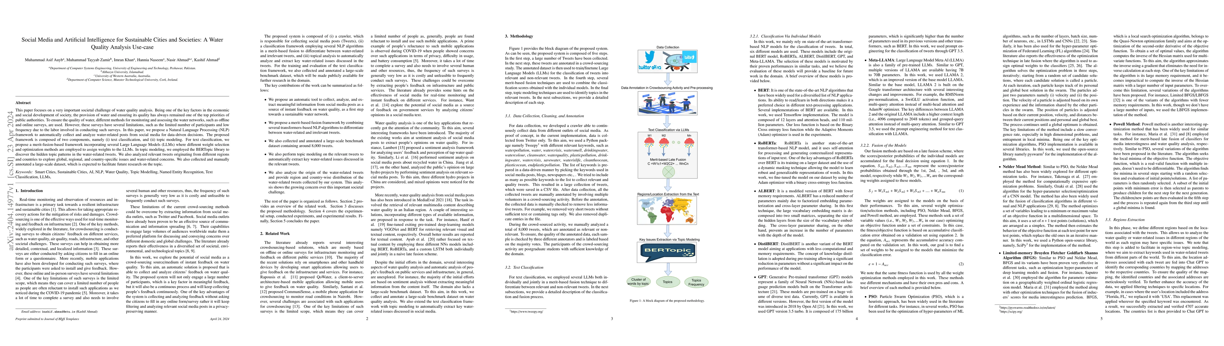 Thumbnail for Social Media and Artificial Intelligence for Sustainable Cities and
  Societies: A Water Quality Analysis Use-case