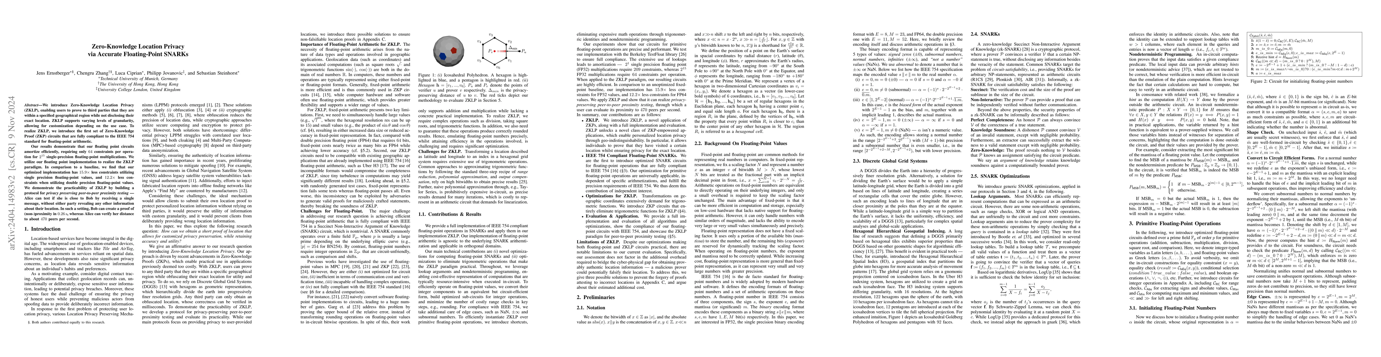 Thumbnail for Zero-Knowledge Location Privacy via Accurate Floating Point SNARKs