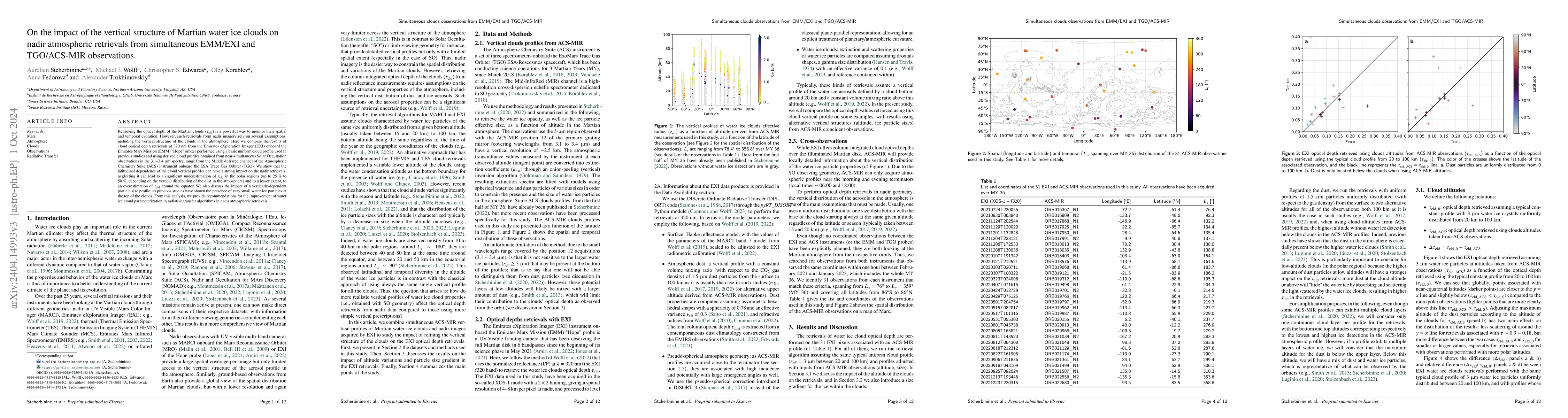 Thumbnail for On the impact of the vertical structure of Martian water ice clouds on
  nadir atmospheric retrievals from simultaneous EMM/EXI and TGO/ACS-MIR
  observations