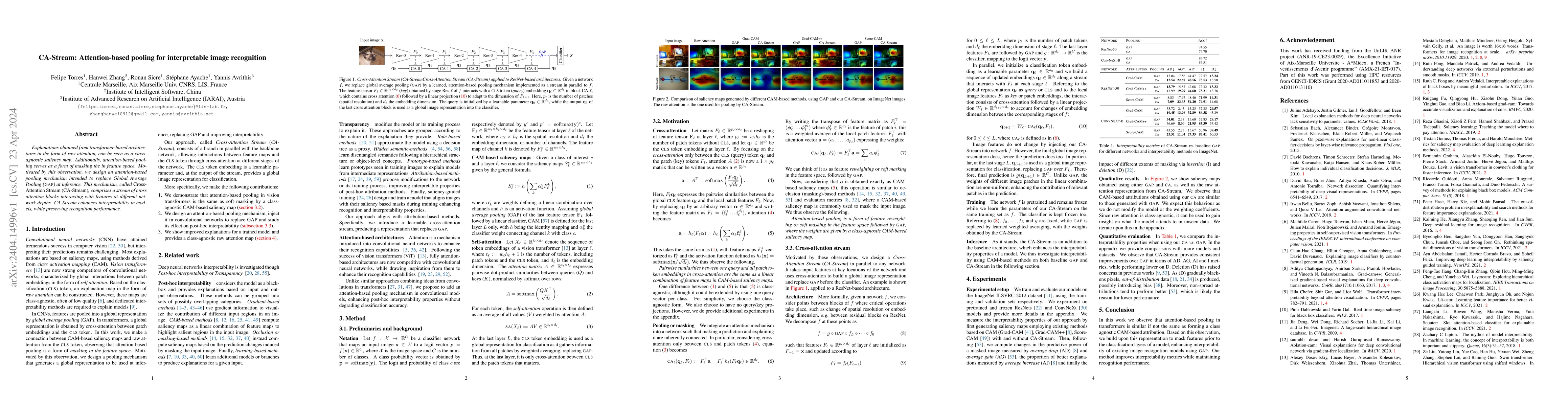 Thumbnail for CA-Stream: Attention-based pooling for interpretable image recognition