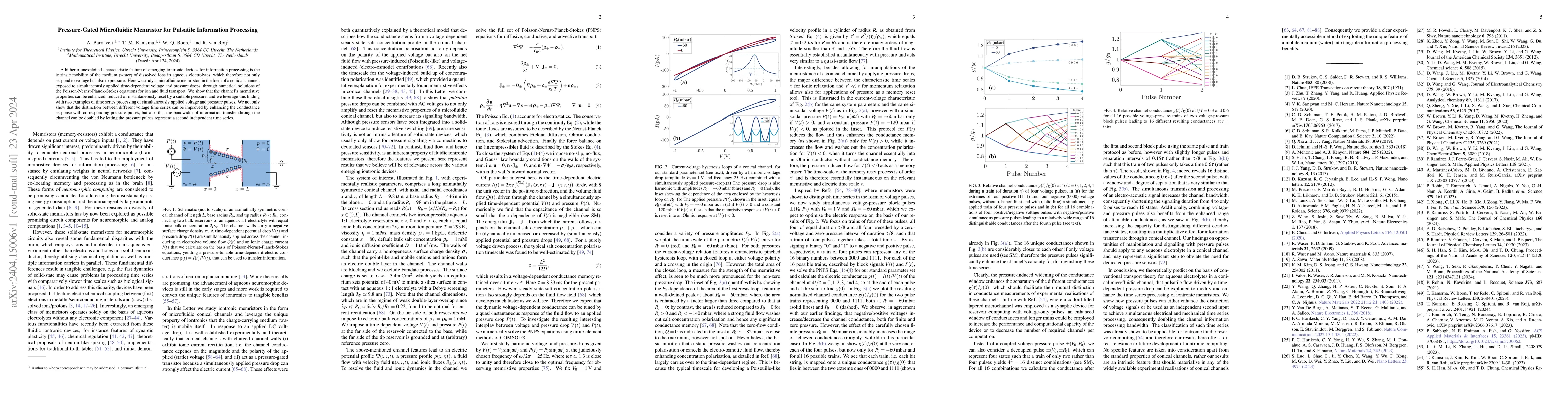 Thumbnail for Pressure-Gated Microfluidic Memristor for Pulsatile Information
  Processing