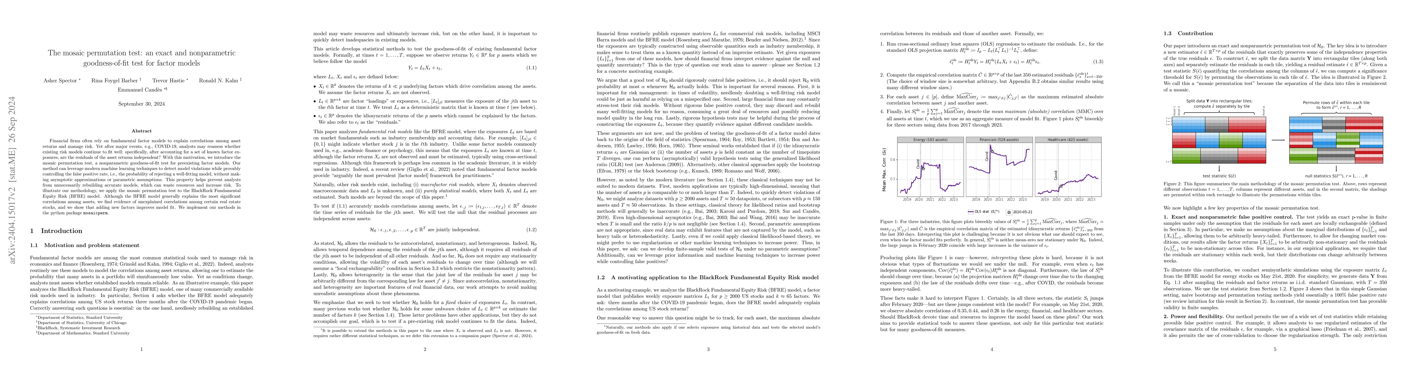 Thumbnail for The mosaic permutation test: an exact and nonparametric goodness-of-fit
  test for factor models