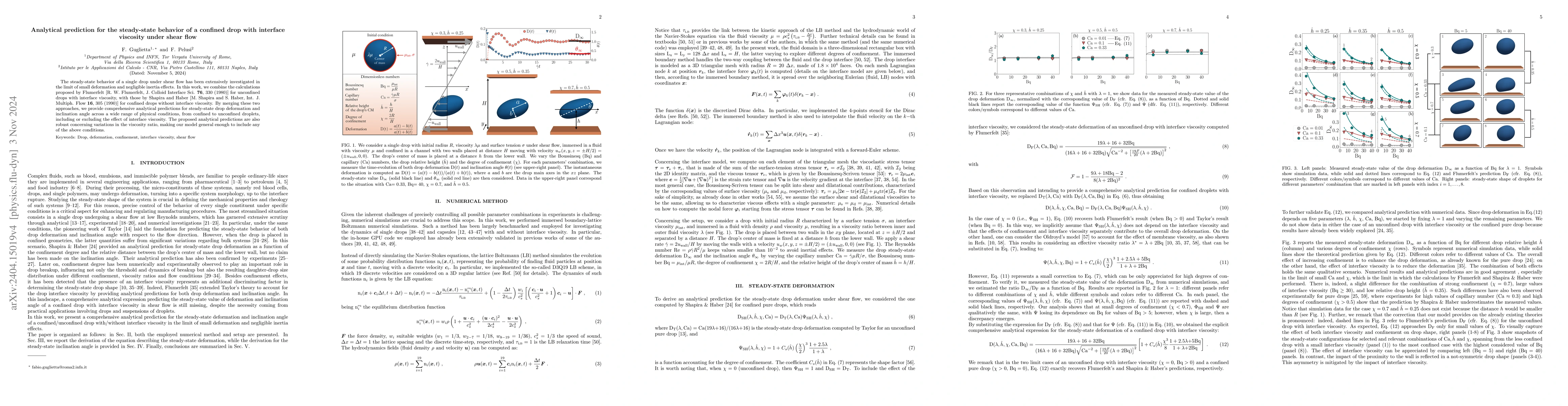 Thumbnail for A unified analytical prediction for steady-state behavior of confined
  drop with interface viscosity under shear flow