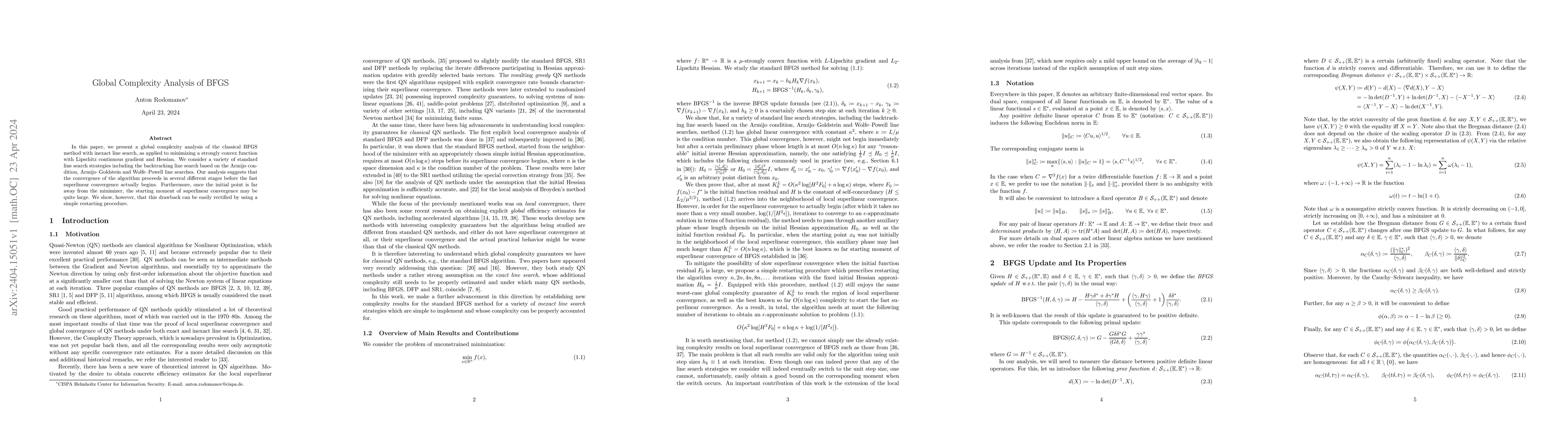 Thumbnail for Global Complexity Analysis of BFGS