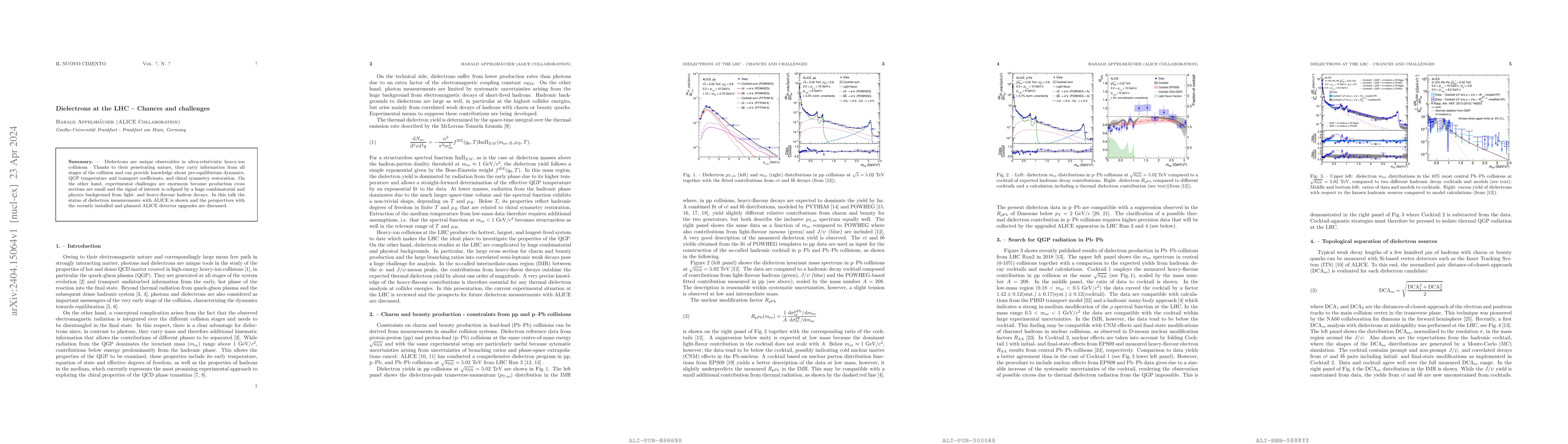 Thumbnail for Dielectrons at the LHC -- Chances and challenges