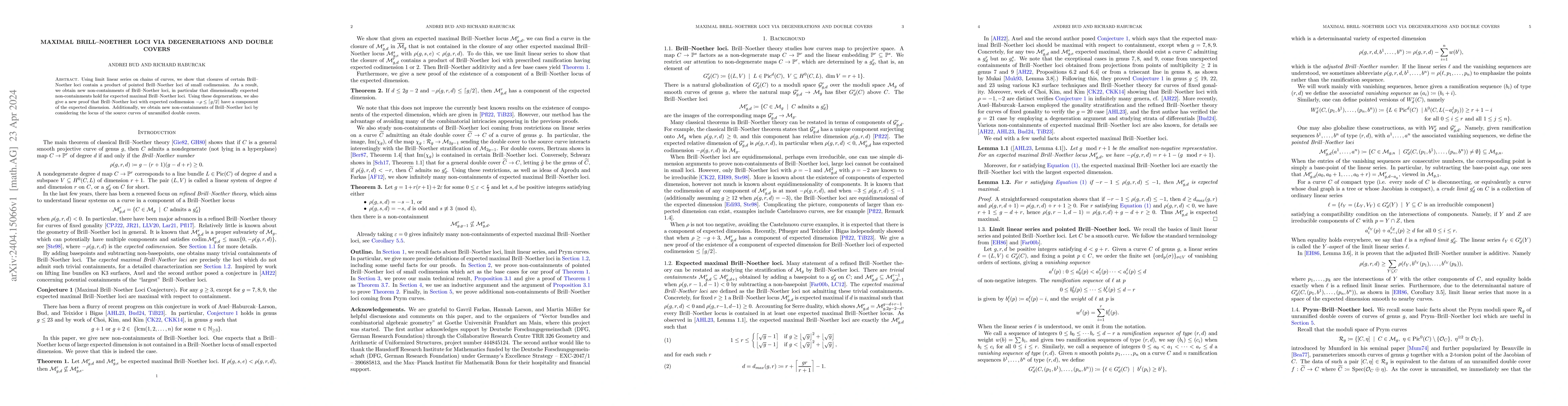 Thumbnail for Maximal Brill-Noether loci via degenerations and double covers