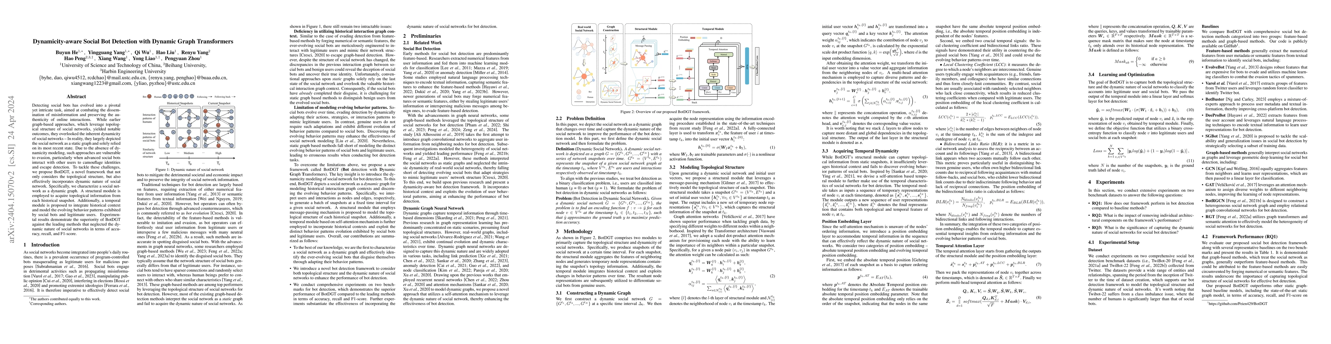 Thumbnail for BotDGT: Dynamicity-aware Social Bot Detection with Dynamic Graph
  Transformers