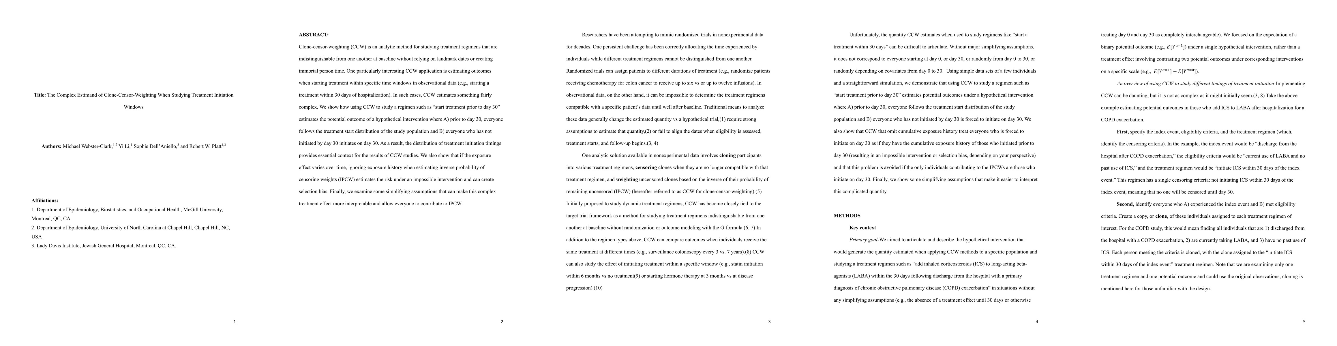 Thumbnail for The Complex Estimand of Clone-Censor-Weighting When Studying Treatment
  Initiation Windows