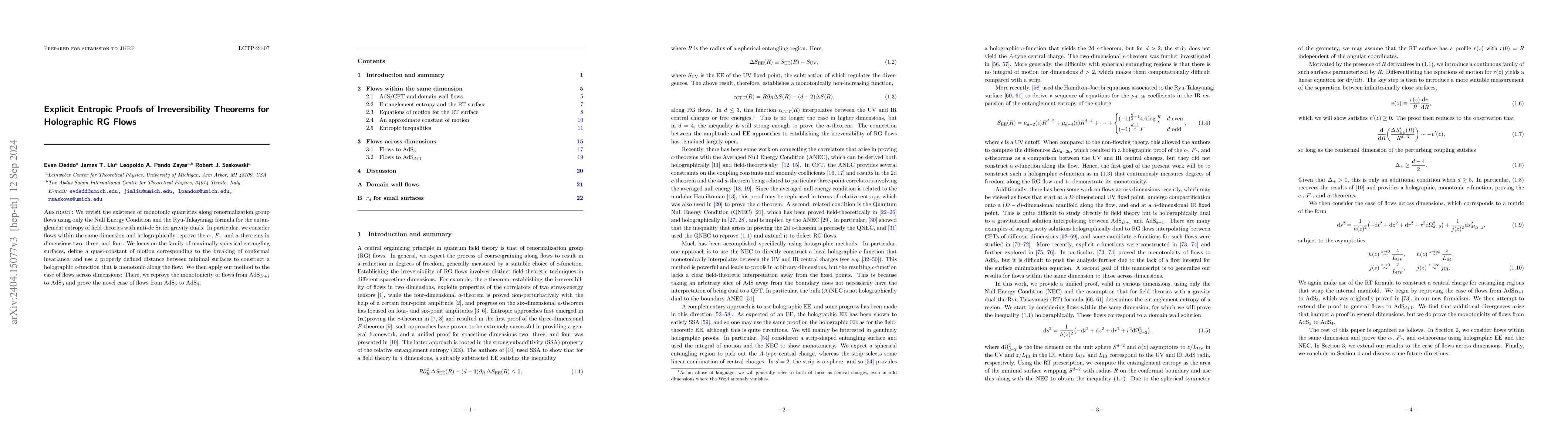 Thumbnail for Explicit Entropic Proofs of Irreversibility Theorems for Holographic RG
  Flows