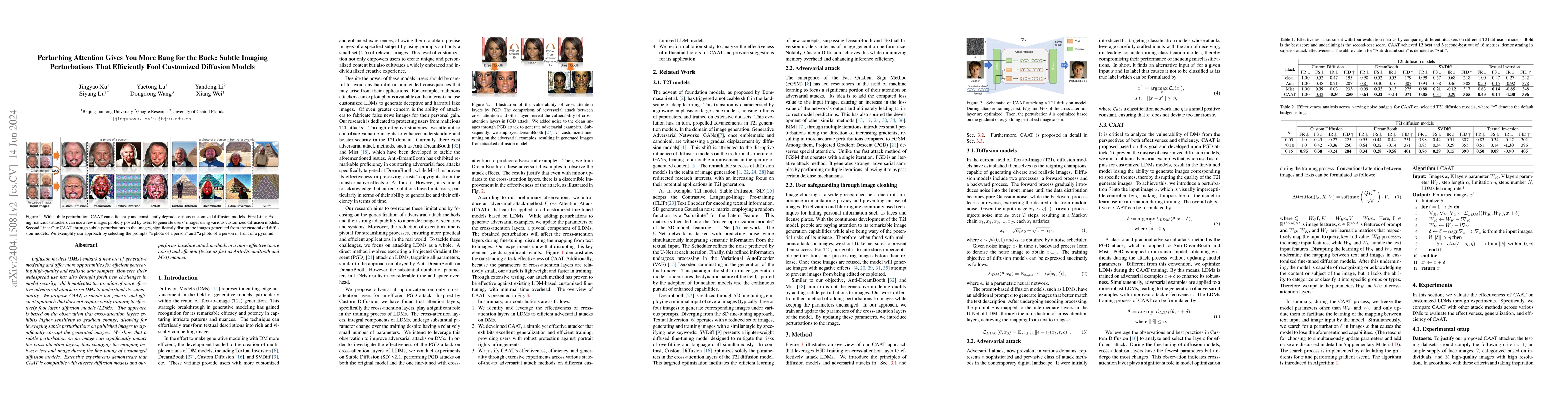 Thumbnail for Perturbing Attention Gives You More Bang for the Buck: Subtle Imaging
  Perturbations That Efficiently Fool Customized Diffusion Models