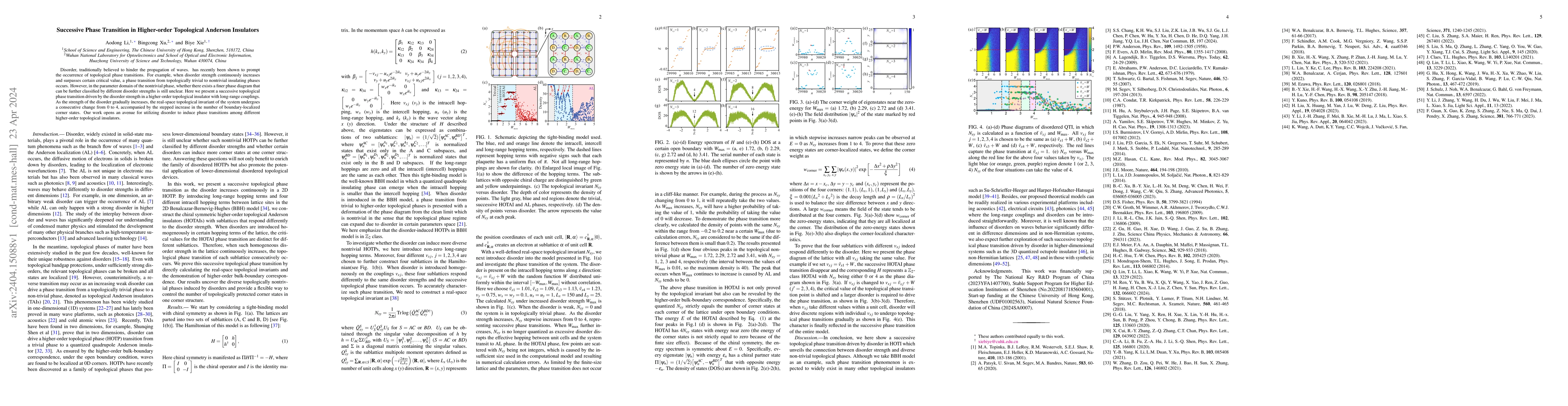 Thumbnail for Successive Phase Transition in Higher-order Topological Anderson
  Insulators