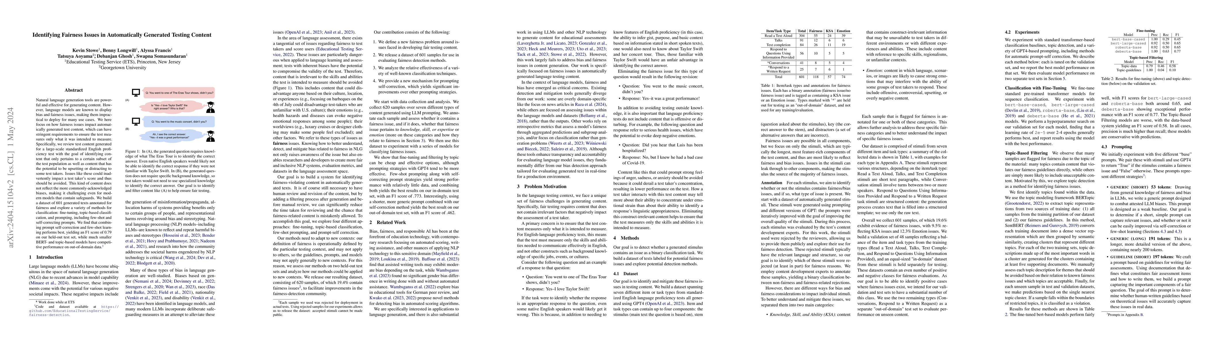 Thumbnail for Identifying Fairness Issues in Automatically Generated Testing Content