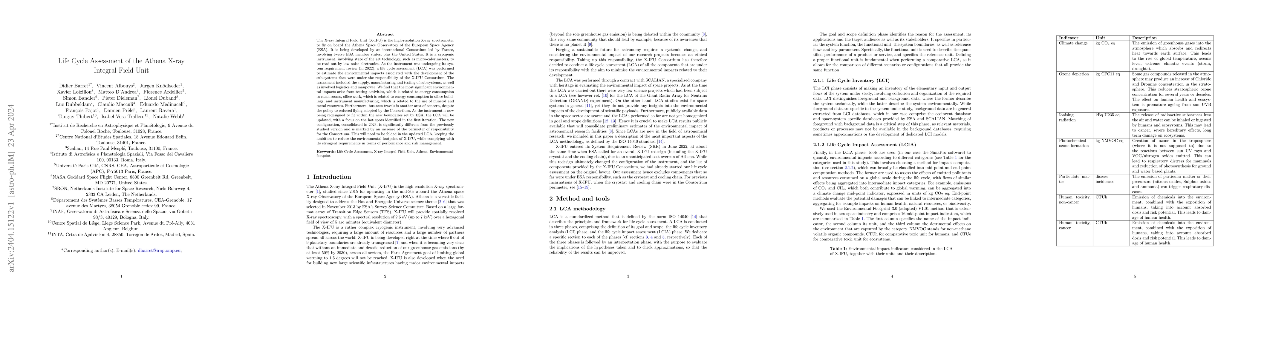 Thumbnail for Life Cycle Assessment of the Athena X-ray Integral Field Unit