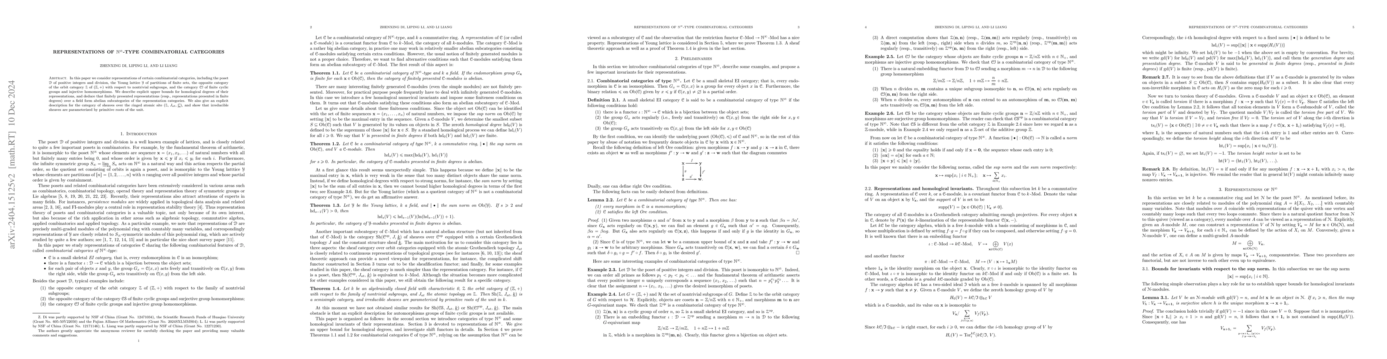 Thumbnail for Representations of $\mathbb{N}^{\infty}$-type combinatorial categories
