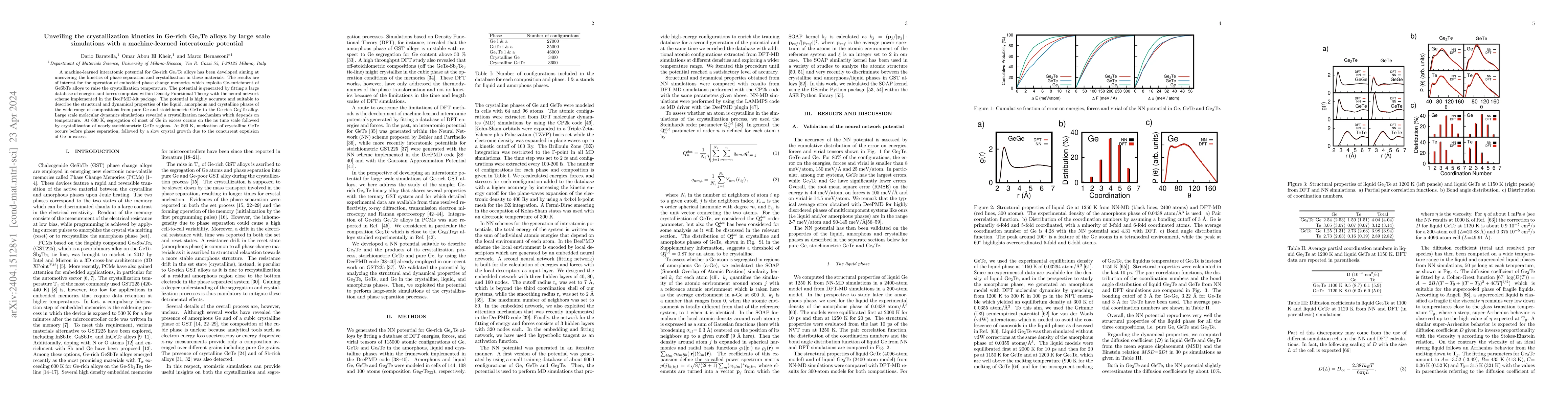 Thumbnail for Unveiling the crystallization kinetics in Ge-rich Ge$_x$Te alloys by
  large scale simulations with a machine-learned interatomic potential