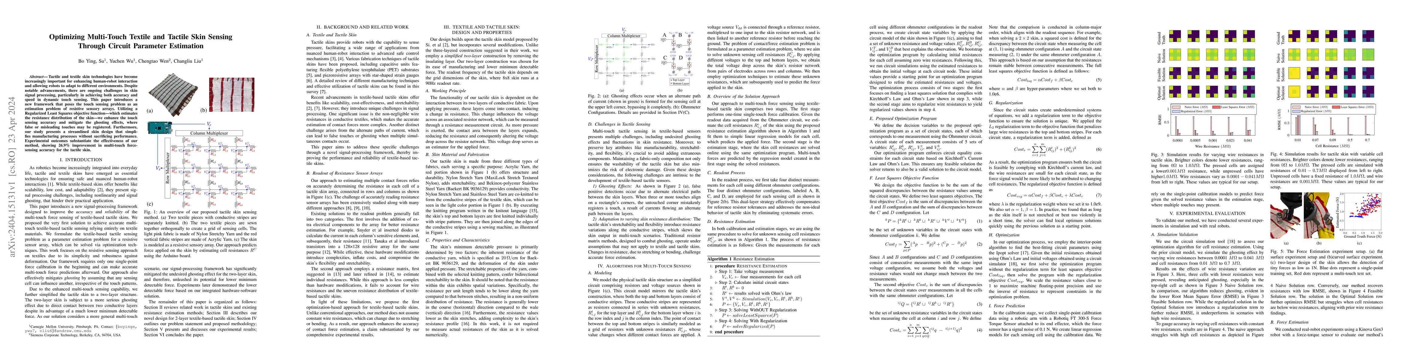 Thumbnail for Optimizing Multi-Touch Textile and Tactile Skin Sensing Through Circuit
  Parameter Estimation