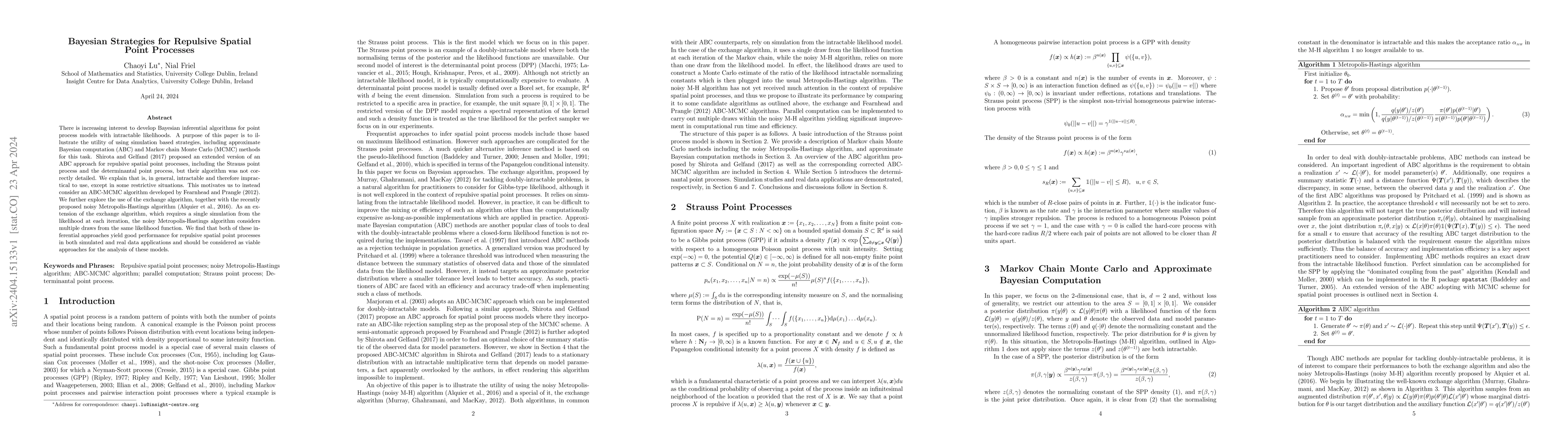 Thumbnail for Bayesian Strategies for Repulsive Spatial Point Processes