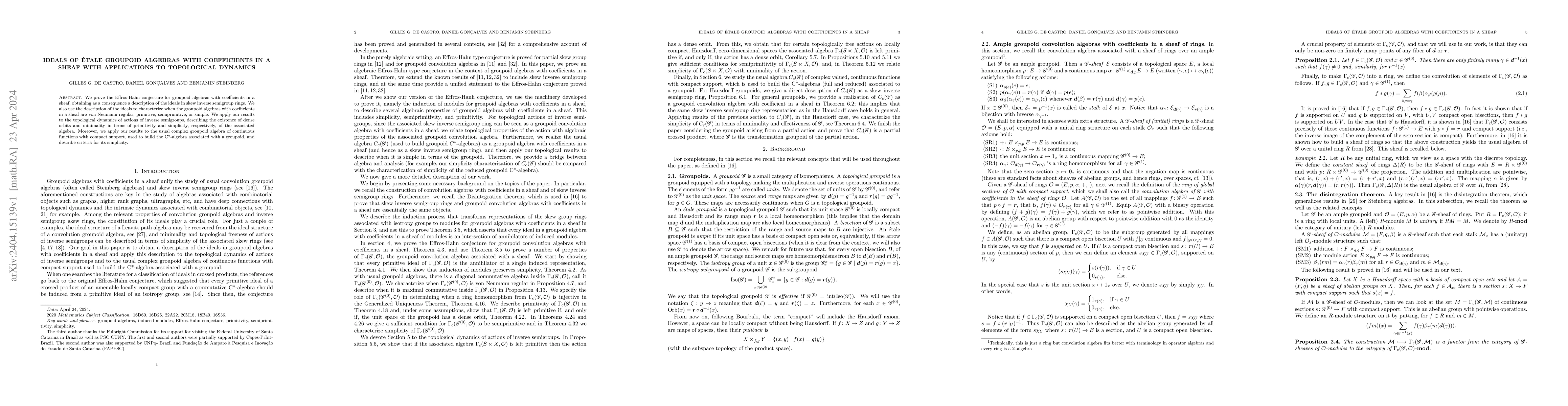 Thumbnail for Ideals of \'etale groupoid algebras with coefficients in a sheaf with
  applications to topological dynamics