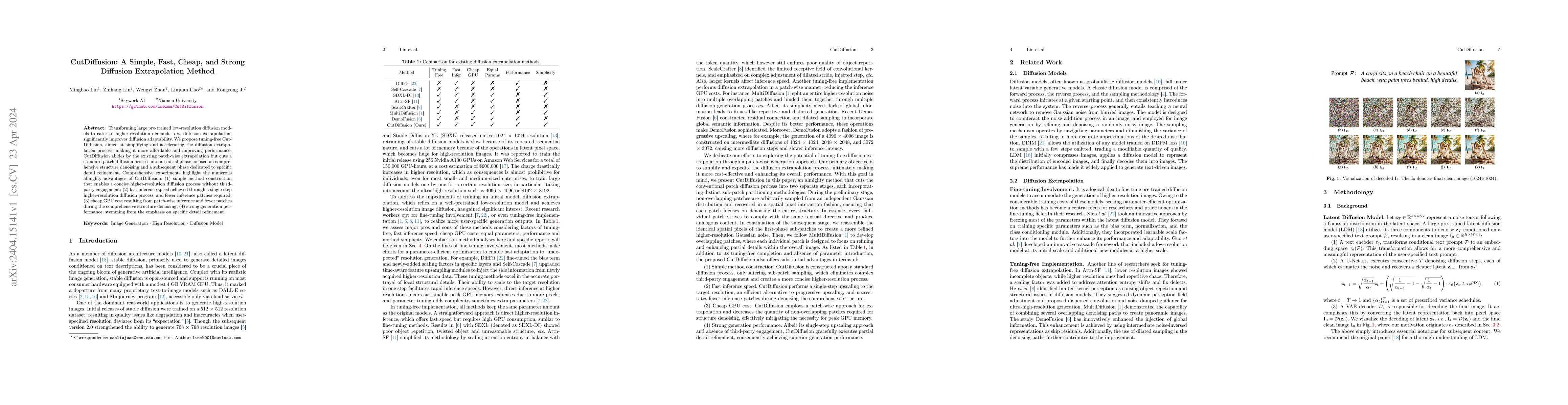 Thumbnail for CutDiffusion: A Simple, Fast, Cheap, and Strong Diffusion Extrapolation
  Method