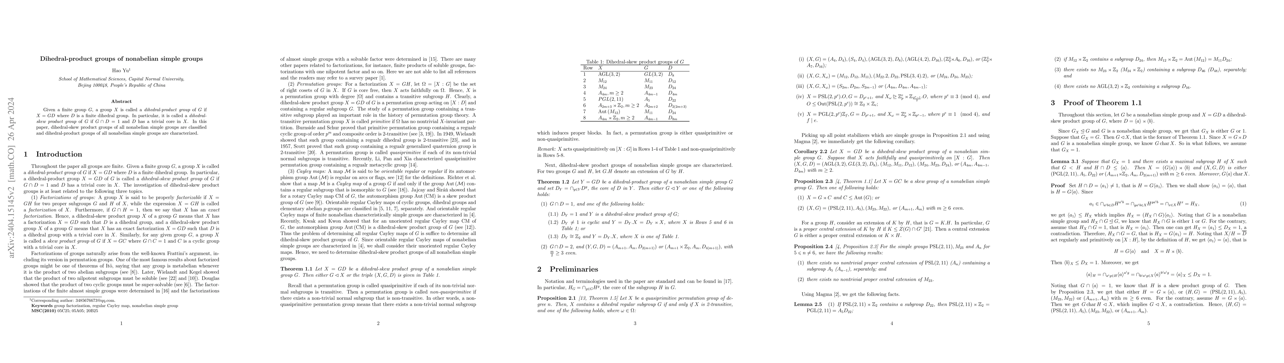 Thumbnail for Dihedral-product groups of nonabelian simple groups