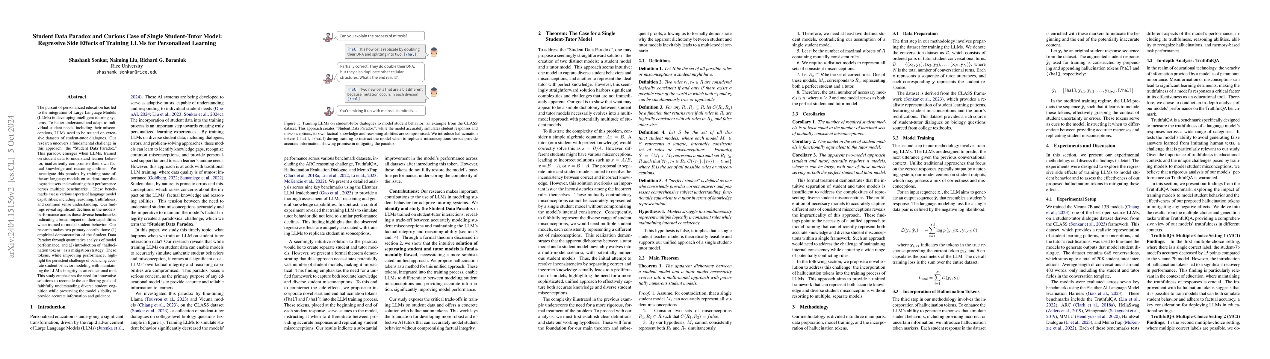 Thumbnail for Regressive Side Effects of Training Language Models to Mimic Student
  Misconceptions