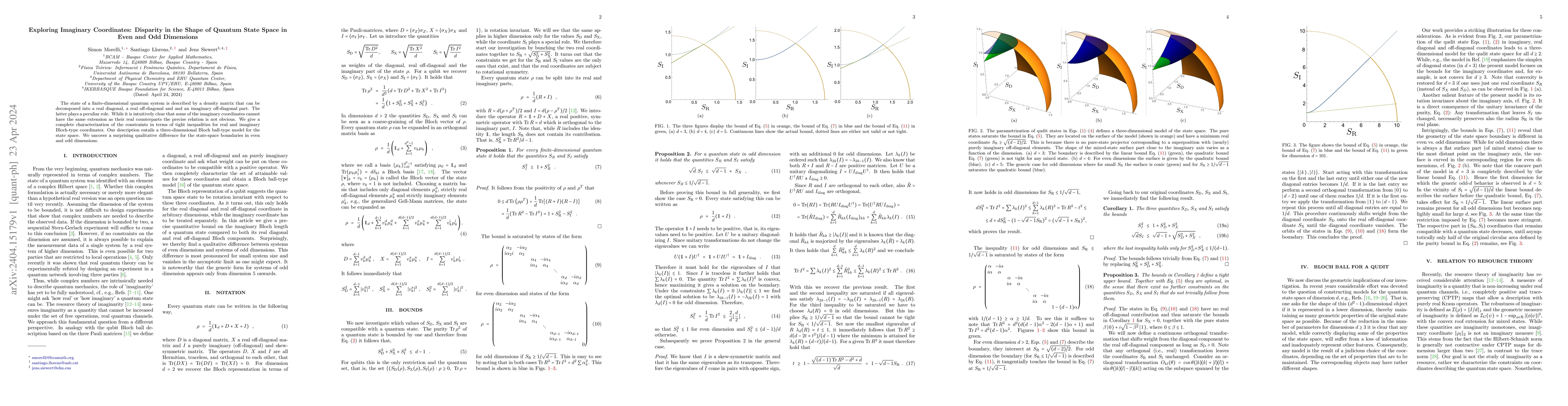 Thumbnail for Exploring Imaginary Coordinates: Disparity in the Shape of Quantum State
  Space in Even and Odd Dimensions