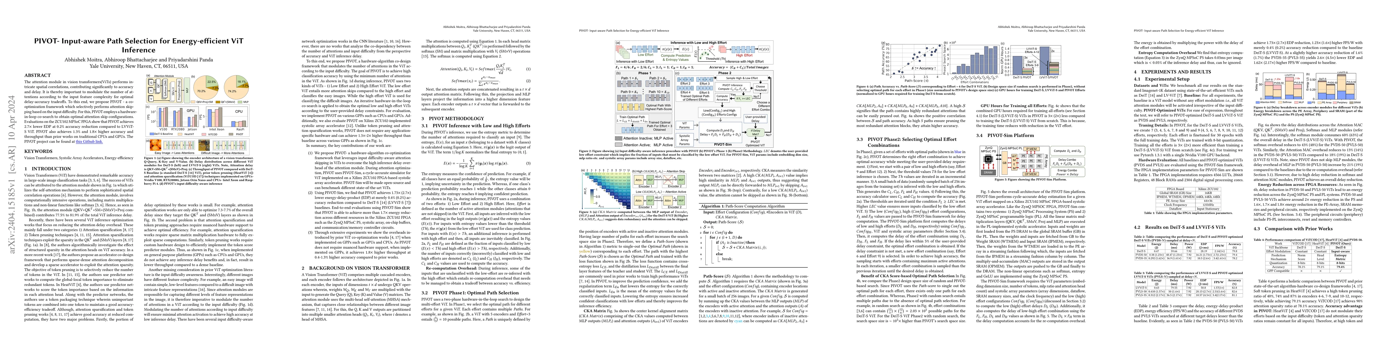 Thumbnail for PIVOT- Input-aware Path Selection for Energy-efficient ViT Inference