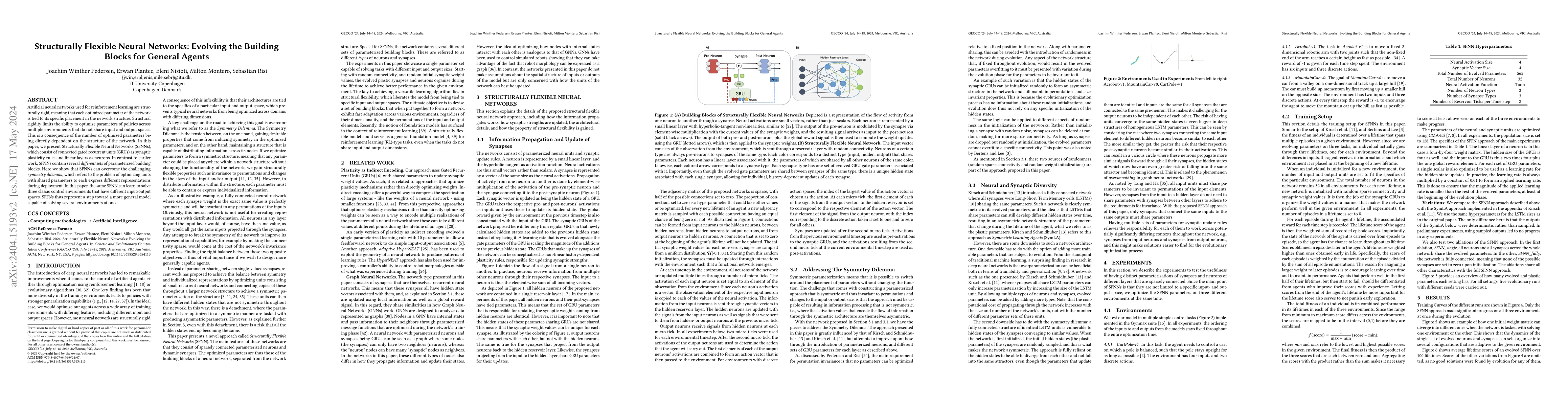 Thumbnail for Structurally Flexible Neural Networks: Evolving the Building Blocks for
  General Agents