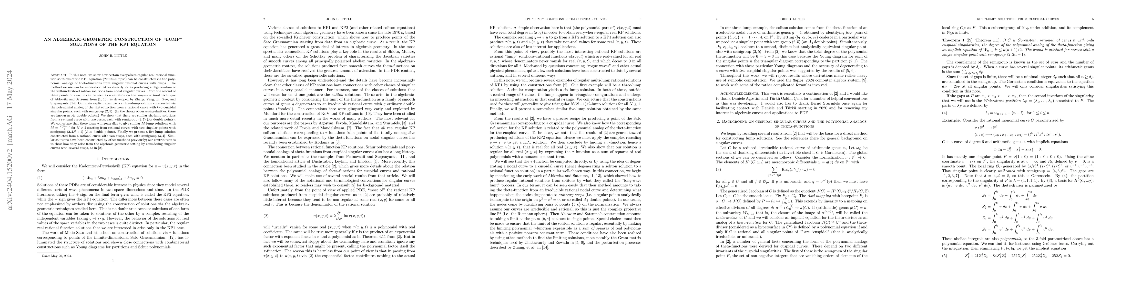 Thumbnail for An algebraic-geometric construction of "lump" solutions of the KP1
  equation