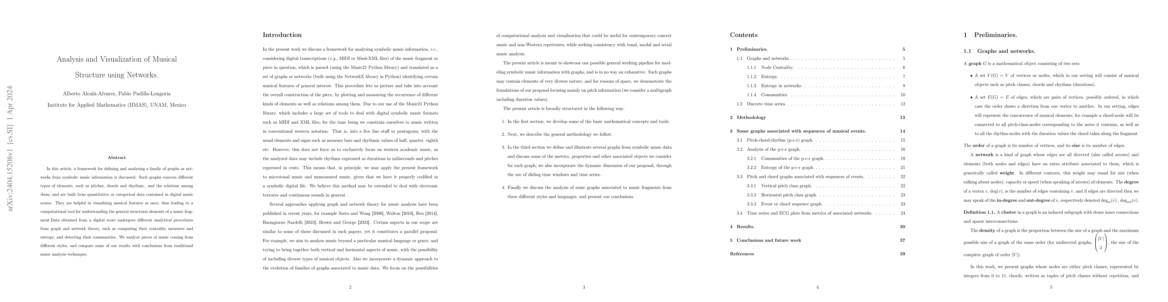 Thumbnail for Analysis and Visualization of Musical Structure using Networks