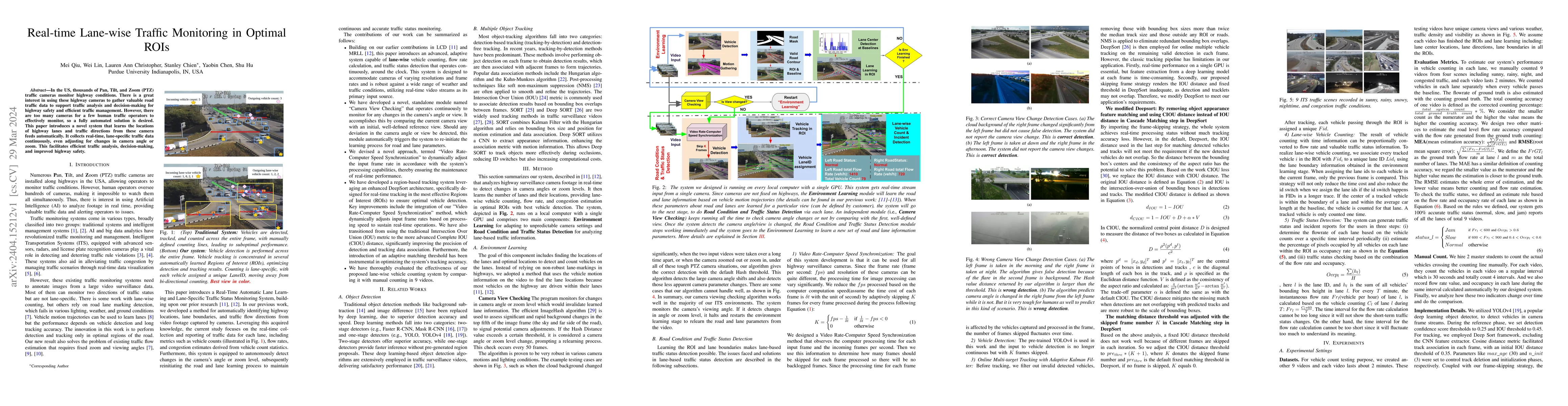 Thumbnail for Real-time Lane-wise Traffic Monitoring in Optimal ROIs
