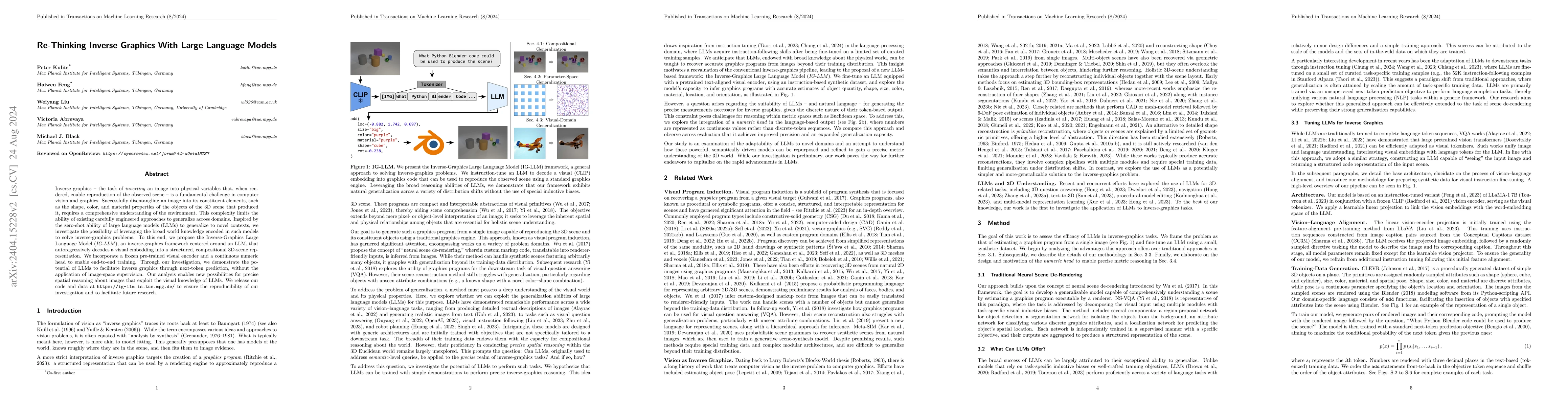 Thumbnail for Re-Thinking Inverse Graphics With Large Language Models