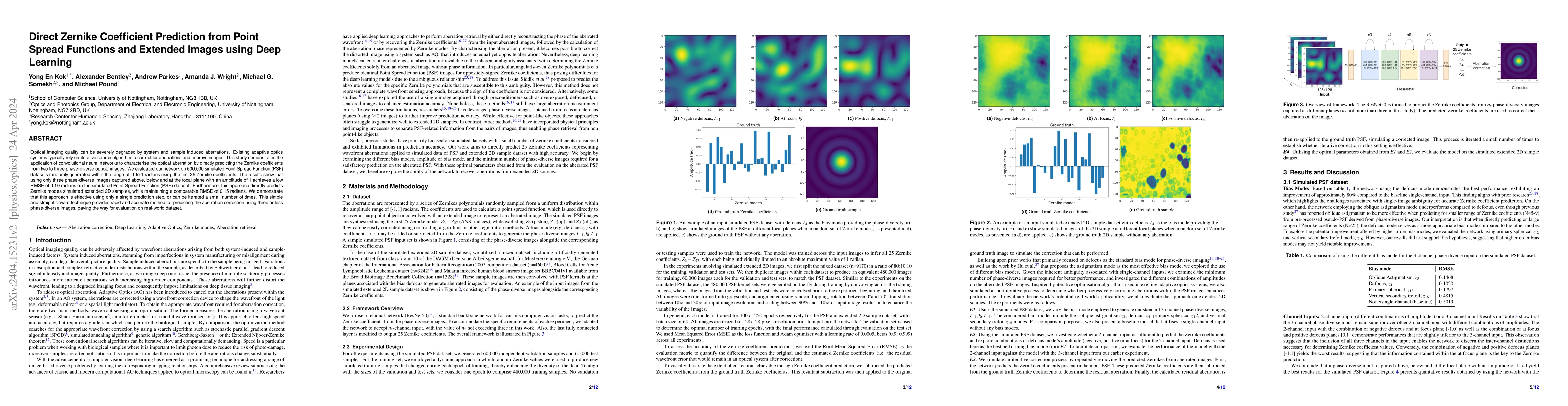 Thumbnail for Direct Zernike Coefficient Prediction from Point Spread Functions and
  Extended Images using Deep Learning