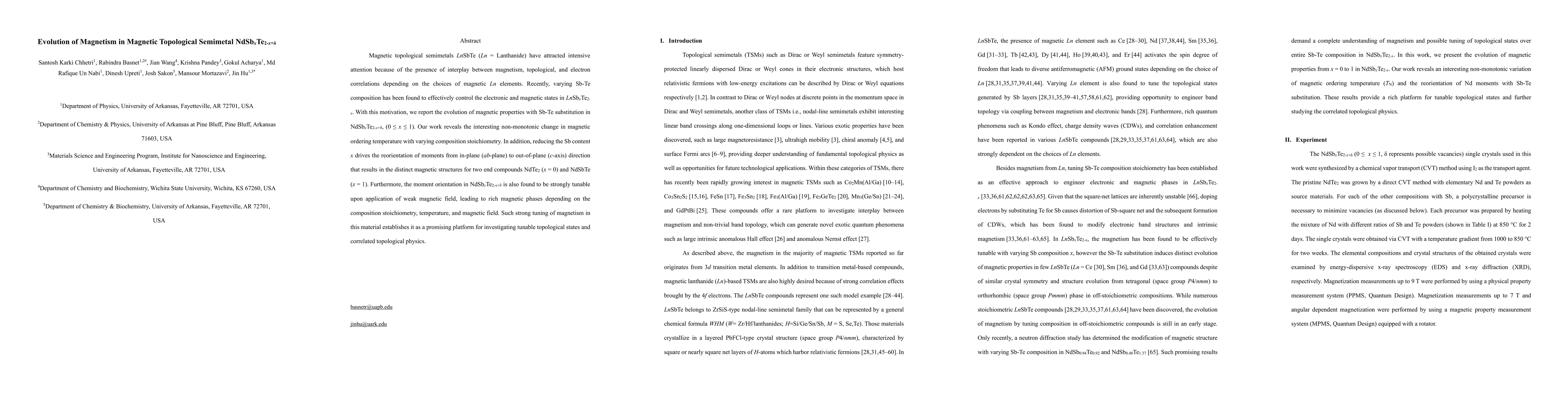 Thumbnail for Evolution of Magnetism in Magnetic Topological Semimetal
  NdSb$_x$Te$_{2-x+\delta}$