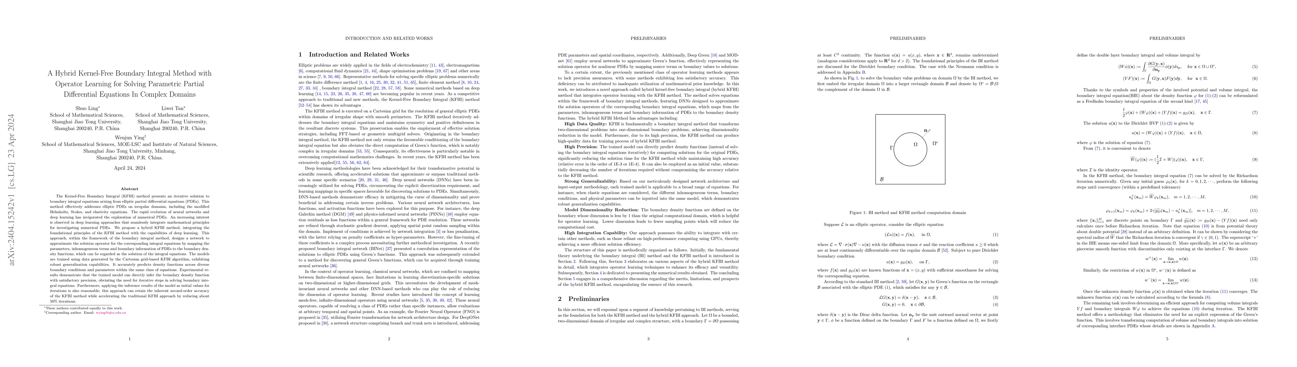 Thumbnail for A Hybrid Kernel-Free Boundary Integral Method with Operator Learning for
  Solving Parametric Partial Differential Equations In Complex Domains