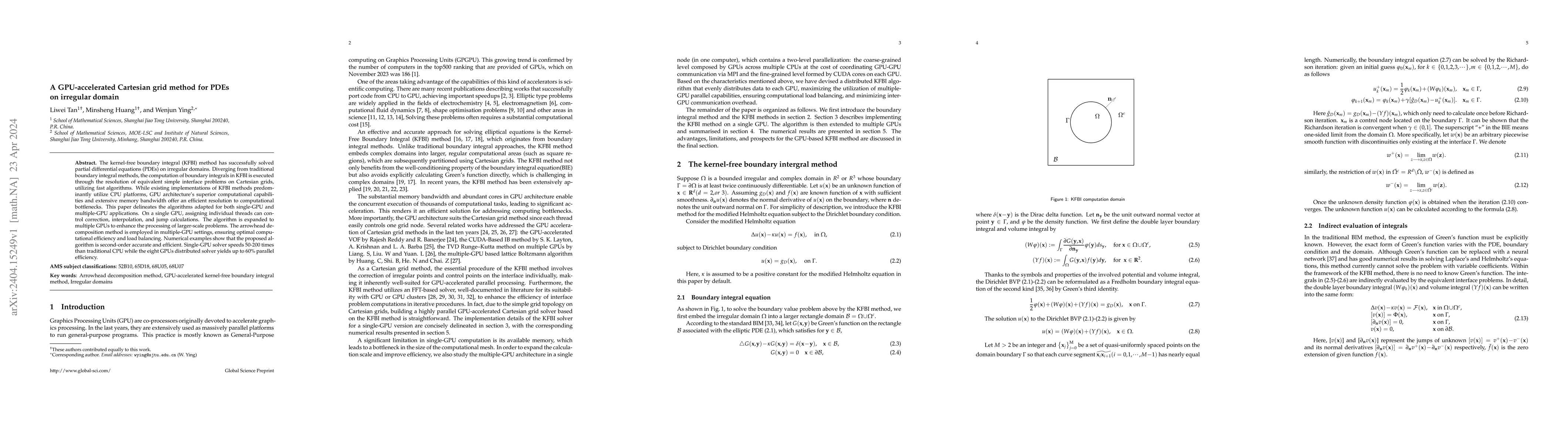 Thumbnail for A GPU-accelerated Cartesian grid method for PDEs on irregular domain