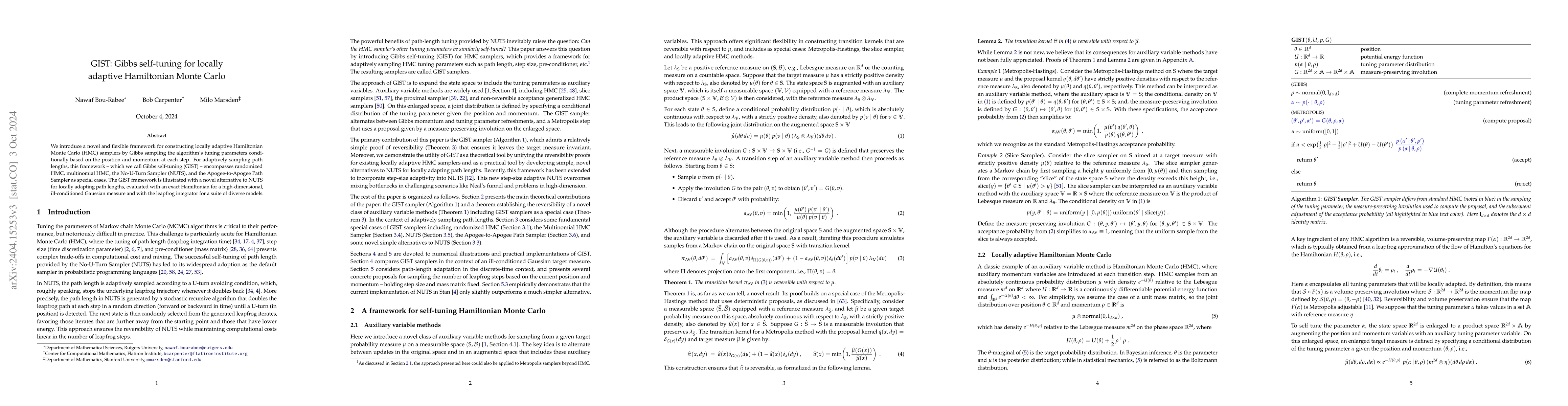 Thumbnail for GIST: Gibbs self-tuning for locally adaptive Hamiltonian Monte Carlo