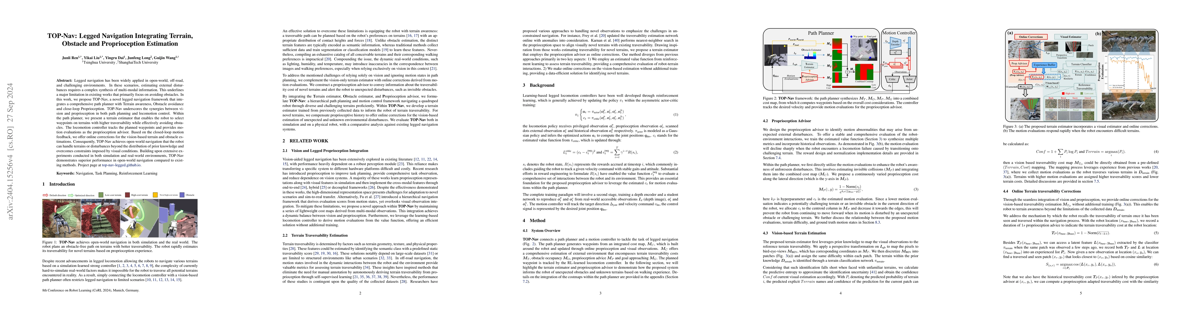 Thumbnail for TOP-Nav: Legged Navigation Integrating Terrain, Obstacle and
  Proprioception Estimation