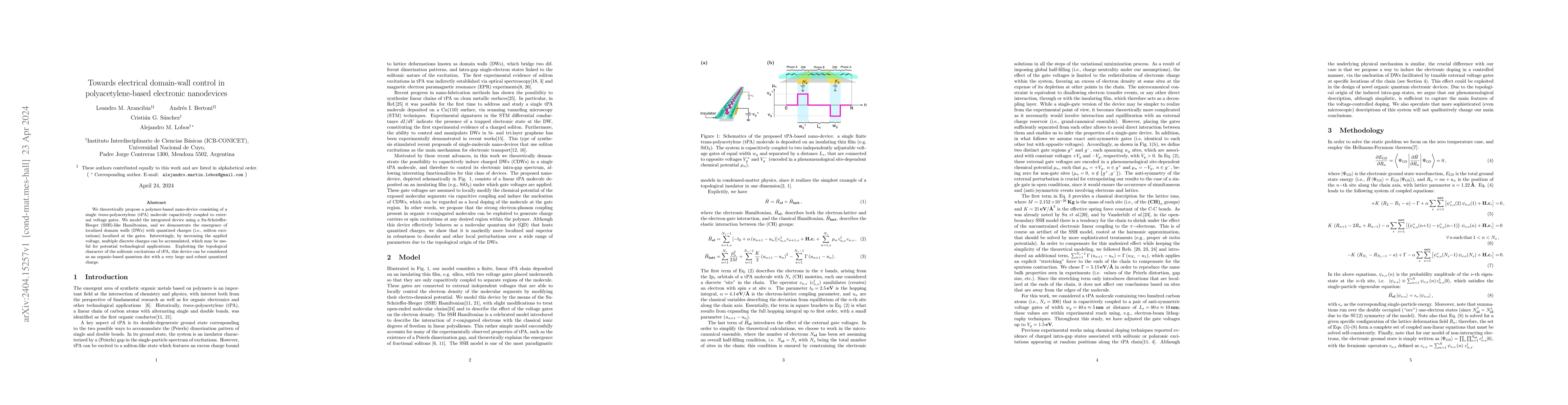 Thumbnail for Towards electrical domain-wall control in polyacetylene-based electronic
  nanodevices